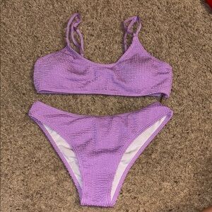 Purple Textured Bikini Set